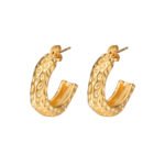Luxury Gold-Plated Stainless Steel C-Hoop Earrings - Image 5