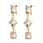 LuxuryStainless Steel Zircon Dangle Earrings - Image 4