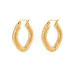 Luxury Gold-Plated Stainless Steel C-Hoop Earrings - Image 4