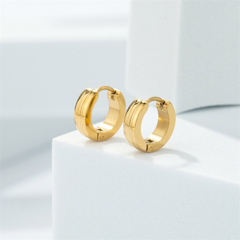 LOFTILY ins风小众女款圆形边纹简约耳环饰品轻奢送女友闺蜜_主图-3 Luxury Minimalist Round Textured Earrings for Women - Image 1