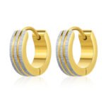Gold INS Style Round Three-Stripe Earrings - Image 2