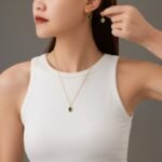 18K Gold-Plated Malachite Square Pendant Necklace | Minimalist Stainless Steel Jewelry for Women - Image 3