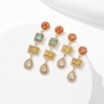 Luxury Geometric CZ Tassel Drop Earrings | Gold Stainless Steel Jewelry