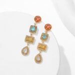 Luxury Geometric CZ Tassel Drop Earrings | Gold Stainless Steel Jewelry - Image 3