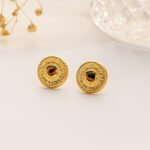 Vintage Sunburst Tiger Eye Stud Earrings | Luxury 18K Gold-Plated Jewelry