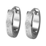 Minimalist Frosted Huggie Hoop Earrings | Hypoallergenic Stainless Steel Jewelry - Image 4