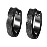 Minimalist Frosted Huggie Hoop Earrings | Hypoallergenic Stainless Steel Jewelry - Image 3