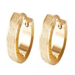 Minimalist Frosted Huggie Hoop Earrings | Hypoallergenic Stainless Steel Jewelry - Image 2