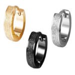 Minimalist Frosted Huggie Hoop Earrings | Hypoallergenic Stainless Steel Jewelry