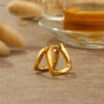 Geometric Curved Square Hoop Earrings | 18K Gold-Plated Stainless Steel Jewelry