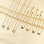 Minimalist Colored Zircon Bracelet & Necklace | Stainless Steel Jewelry