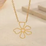 Minimalist Floral Pendant Necklace Set | 18K Gold-Plated Stainless Steel Jewelry - Image 3