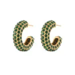 Trendy Full Crystal C-Hoop Earrings | Versatile Stainless Steel Accessories - Image 2