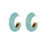 Trendy Full Crystal C-Hoop Earrings | Versatile Stainless Steel Accessories - Image 3