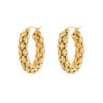 Crystal C-Shaped Hoop Earrings for Women | Trendy Stainless Steel Jewelry - Image 2
