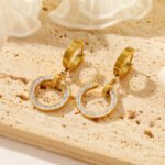 Gold CZ C-Hoop Drop Huggie Earrings | Premium Stainless Steel Jewelry