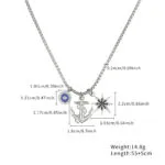 Men's Nautical Anchor & Eight-Pointed Star Pendant Necklace | Stainless Steel Jewelry - Image 2