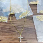 Dainty Paved Zircon Cross Pendant Necklace | 18K Gold-Plated Titanium Steel Jewelry - Image 3