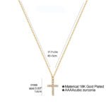 Dainty Paved Zircon Cross Pendant Necklace | 18K Gold-Plated Titanium Steel Jewelry - Image 2