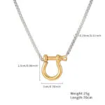 Men's Two-Tone Horseshoe Shackle Necklace | 18K Gold-Plated Titanium Steel Jewelry - Image 3