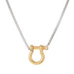 Men's Two-Tone Horseshoe Shackle Necklace | 18K Gold-Plated Titanium Steel Jewelry