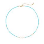 Natural Turquoise & Freshwater Pearl Beaded Choker | 18K Gold-Plated Stainless Steel Jewelry - Image 4