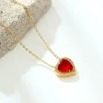 18K Gold-Plated Heart CZ Pendant Necklace | Stainless Steel Luxury Jewelry Collection - Image 4