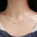 Dainty Gold Beaded Snake Chain Necklace | 18K Gold-Plated Tarnish-Free Jewelry - Image 3
