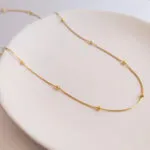 Dainty Gold Beaded Snake Chain Necklace | 18K Gold-Plated Tarnish-Free Jewelry - Image 2