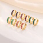 Glitter Enamel Huggie Hoop Earrings | Niche Stainless Steel Jewelry