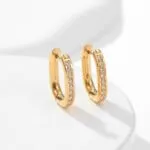 Trendy Gold Crystal Huggie Earrings | Premium Stainless Steel Design - Image 2