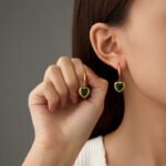 Geometric Green Gem Earrings for Women | Luxury Elegant Jewelry - Image 2