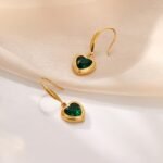 Geometric Green Gem Earrings for Women | Luxury Elegant Jewelry