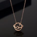 Minimalist Planet Star Pendant Necklace | Rose Gold Titanium Steel Wholesale Jewelry - Image 2