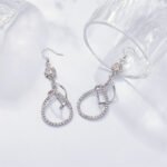 Sparkling Snowflake Teardrop Zircon Drop Earrings | Luxury Copper Jewelry - Image 2