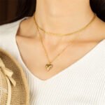 Dainty Layered Gold Heart Necklace | 18K Gold-Plated Stainless Steel Jewelry - Image 3