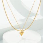 Dainty Layered Gold Heart Necklace | 18K Gold-Plated Stainless Steel Jewelry