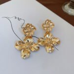 Vintage Double Floral Drop Earrings | 18K Gold-Plated Statement Jewelry