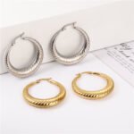 Twisted Textured Hoop Earrings | Luxury 18K Gold-Plated Stainless Steel Jewelry