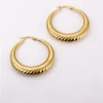 Twisted Textured Hoop Earrings | Luxury 18K Gold-Plated Stainless Steel Jewelry - Image 2