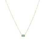 18K Gold-Plated Birthstone Rectangle Pendant Necklace | Minimalist Luxury Jewelry - Image 9
