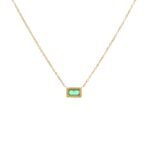 18K Gold-Plated Birthstone Rectangle Pendant Necklace | Minimalist Luxury Jewelry - Image 4