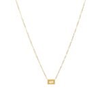18K Gold-Plated Birthstone Rectangle Pendant Necklace | Minimalist Luxury Jewelry - Image 3
