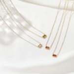 18K Gold-Plated Birthstone Rectangle Pendant Necklace | Minimalist Luxury Jewelry