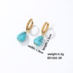 Natural Stone Teardrop Huggie Earrings Collection | Gold Stainless Steel - Image 2