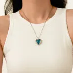 Ocean Heart Blue Crystal Heart Pendant Necklace | Silver-Plated Zircon Jewelry - Image 3