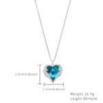 Ocean Heart Blue Crystal Heart Pendant Necklace | Silver-Plated Zircon Jewelry - Image 2