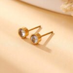 Round CZ Stud Earrings for Women | DIY Luxury Stainless Steel Jewelry