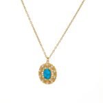 Vintage French Turquoise & Pearl Pendant Necklace | 18K Gold-Plated Stainless Steel Luxury Jewelry - Image 2