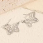 Minimalist Asymmetrical Star Drop Earrings | Bold Statement Jewelry - Image 3